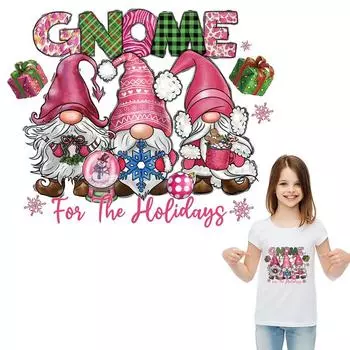 Праздничная нашивка с гномом, утюг, термоклейкая передача, одежда «сделай сам», аппликация, художественные ремесла, гладильная наклейка, украшение, рождественские наклейки
