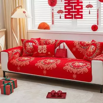 Праздничная ярко-красная диванная подушка на все времена года, чехол для украшения и оформления свадебного зала, нескользящий чехол для свадьбы 70*70cm