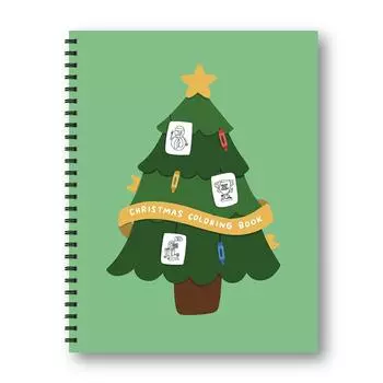 Праздничная рождественская раскраска для детей и семьи со спиральным переплетом и очаровательными иллюстрациями One Size зелёный