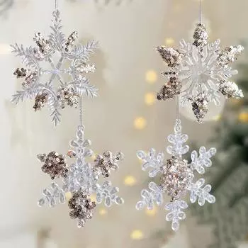 Праздничная рождественская снежинка из блесток акриловая подвеска добавит очарования вашему дому, подойдет для супермаркетов, торговых центров и домов