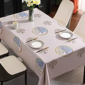 Праздничная скатерть из ПВХ с изображением дерева удачи, водонепроницаемая, маслостойкая и антиожоговая прямоугольная скатерть, коврик для стола 140*140cm