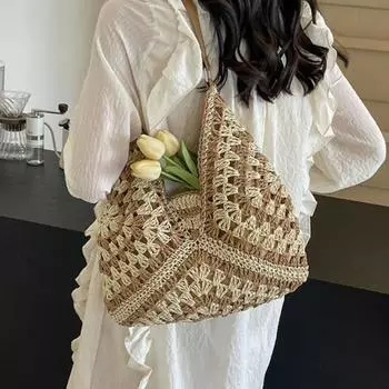 Праздничная соломенная сумка женская новая винтажная плетеная шикарная пляжная сумка женская ретро-сумка для отдыха на море