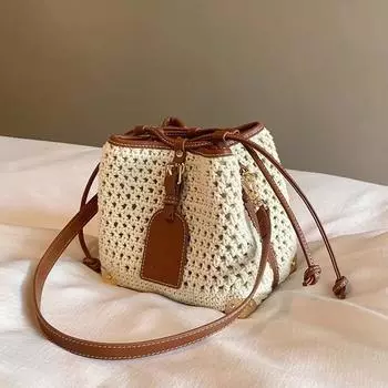 Праздничная сумка-ведро для женщин, летняя повседневная модная плетеная сумка через плечо