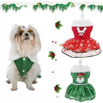 Праздничная термоодежда для щенков Рождественская тематическая одежда для собак Наряды для рождественских нарядов S красный