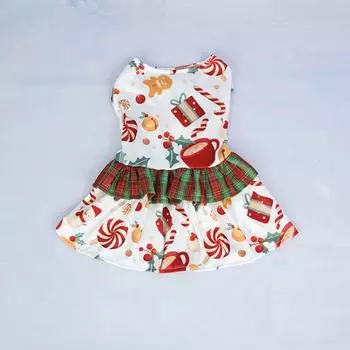 Праздничная юбка Фестивальная решетка Мягкая и теплая праздничная одежда Костюм для собак Рождественская елка Юбка для домашних животных Светильник для собак Рождественский подарок Милый S