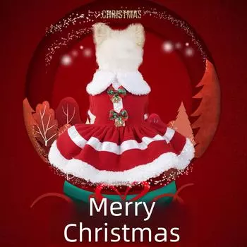 «Праздничная юбка из флиса для домашних животных»: Рождественский наряд для вечеринки с собаками и маленькими питомцами Belt Classic Skirt, M красный