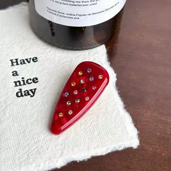 Праздничная Ярко-красная Геометрическая Заколка для Волос с Премиальными Стразами Челка Боковая Заколка Резинка для Высокого Хвоста Аксессуары для Волос Hairpins