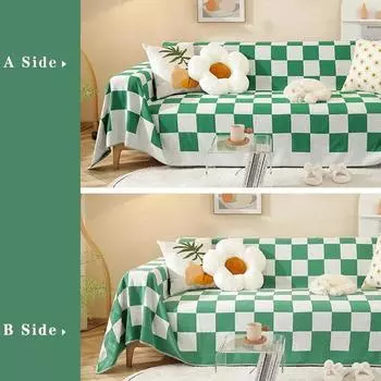 Праздничное клетчатое полотенце для дивана, чехол для дивана, двустороннее одеяло для дивана, чехол для дивана с защитой от кошачьих царапин для гостиной 180x130cm-5.9x4.2ft