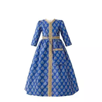 праздничное платье детское королевско-синее платье платья для девочек свадебные платья с длинными рукавами для новорожденных девочек с большим бантом платье принцессы на 5-й день рождения для маленьких девочек 4Y синий