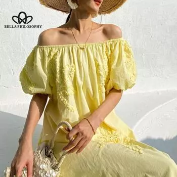 Праздничное платье, женское платье, качественное женское пляжное платье с вышивкой, женское летнее новое стильное повседневное платье для отпуска S жёлтый