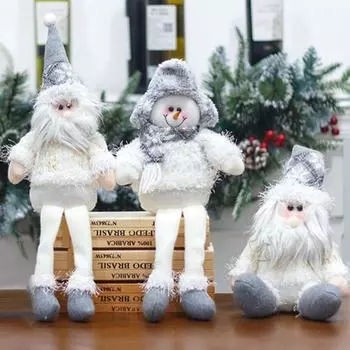 Праздничное рождественское украшение для сидящей куклы на длинной ноге, украшение Санта-Клауса, веселый праздник B