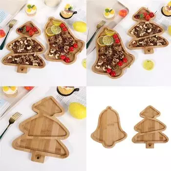 Праздничное сервировочное блюдо. Элегантное деревянное блюдо в форме рождественской елки/колокольчика для подачи угощений на рождественских посиделках. A