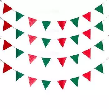 Праздничное шоу Рождественская фетровая треугольная гирлянда с узором 4 шт.