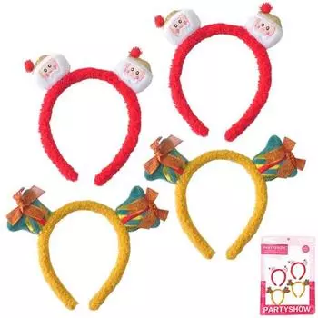 Праздничное шоу Рождественская повязка на голову Санта 2 шт + колокольчик 2 шт набор