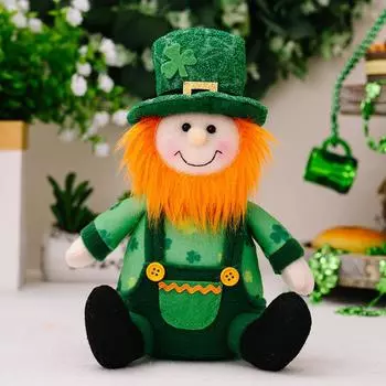 Праздничное украшение в виде мультяшной куклы цвета праздничной листвы для мероприятий ко Дню Святого Патрика Green Leaf Boy