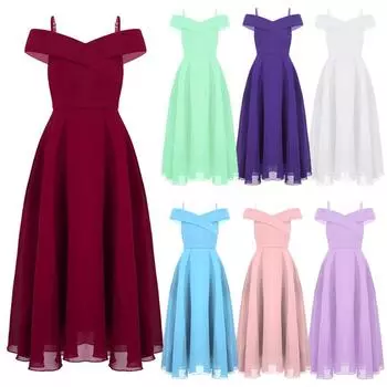 Праздничные детские платья для девочек, длинное платье с цветочным узором для девочек, шифоновое летнее праздничное платье, платье подружки невесты, свадебное платье для выпускного вечера 11-12 Years бордовый