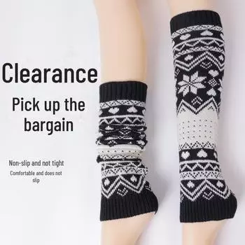 Праздничные длинные вязаные носки со снежинками — теплый зимний и осенний стиль для модных девушек в Европе и Америке One Size, Deer