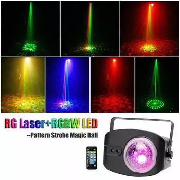 Праздничные огни диско-шар 2 в 1 диджейские сценические огни светодиодный проектор стробоскопический свет активируется звуком с пульта дистанционного управления для дня рождения свадьбы клуба праздника UK Plug