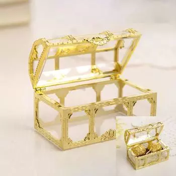 Праздничные предложения, пластиковая шкатулка с сокровищами, конфеты, подарочные украшения, органайзер, сделай сам, контейнер для хранения безделушек M золотистый