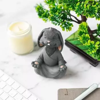 Праздничные принадлежности Пасхальное украшение Праздничная очаровательная причудливая фигурка кролика-будды S чёрный