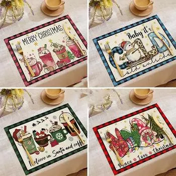 Праздничные салфетки под елку и снежинки, праздничный льняной коврик для стола для праздничного обеда и декора кухни, домашнего использования на вечеринке
