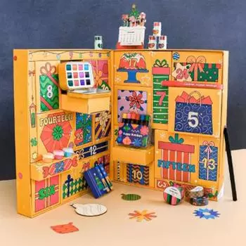 Праздничный адвент-календарь, набор художественных принадлежностей из 24 инструментов для рисования, масляная пастель, акварель, набор для творчества, рождественские подарки для любителей живописи A