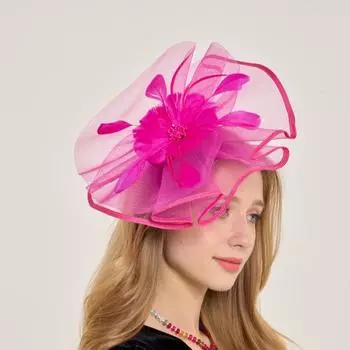 Праздничный бал сетка перо аксессуары для волос повязка на голову цилиндр невесты фото чайная вечеринка скачки фестиваль головной убор розы красного