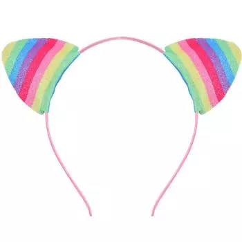 Праздничный деликатный блестящий ободок на голову с кошачьими ушками, повязка для волос, обруч для волос для женщин, девушек для праздничного торжества и повседневной носки