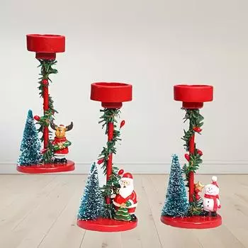 Праздничный двухъярусный подсвечник в виде рождественской елки с фигурками Санты и оленей, прочная смола, праздничный декор для Рождества, рождественские украшения Random 3pc