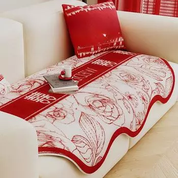 Праздничный китайский стиль Happy с имитацией кроличьего меха, диванная подушка, универсальный чехол для четырех сезонов, универсальный чехол для гостиной 90*90cm