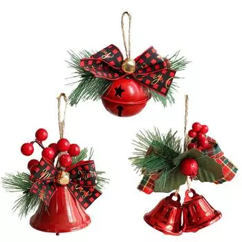 Праздничный красный колокольчик подвесной бант украшение для рождественской елки A