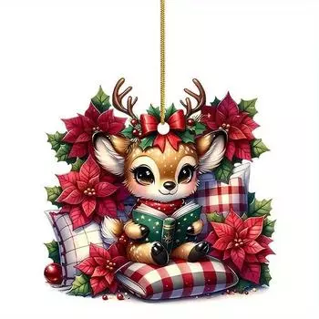 Праздничный милый игривый акриловый подвесной кулон в виде оленя для декора салона автомобиля