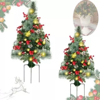 Праздничный наполнитель для кашпо, рождественский наполнитель для кашпо, наружный, внутренний праздничный наполнитель для кашпо, искусственные деревья с подсветкой и треногой, работающие на батарейках