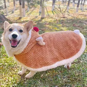 Праздничный плащ с капюшоном в виде оленя для рождественских праздников, регулируемый теплый костюм лося с капюшоном для собак и кошек, праздничная накидка M