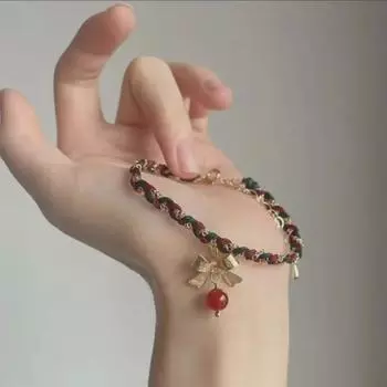 Праздничный плетеный браслет с бантом: Красный и белый, красный и зеленый — простой, уникальный дизайн для женщин