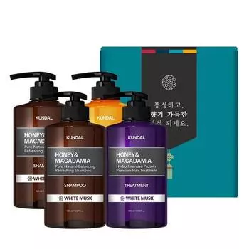Праздничный подарочный набор Kundal Hair Body 4 со вкусом белого мускуса, 1 комплект, набор популярной корейской косметики
