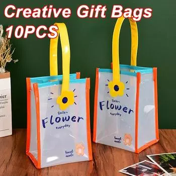 Праздничный подарочный пакет из ПВХ, прозрачный подарочный пакет, сумка для конфет, сумка-компаньон, подарочная упаковка, сумка 14X19X12CM