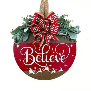 Праздничный рождественский приветственный знак, вешалки для входной двери, декор на открытом крыльце, стиль фермерского дома с бантом из мешковины