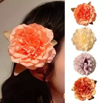 Праздничный стиль, градиентная заколка с пионом и розой, искусственный цветок, декоративная заколка для волос, противоскользящая трехмерная заколка с цветком, аксессуары для волос белый