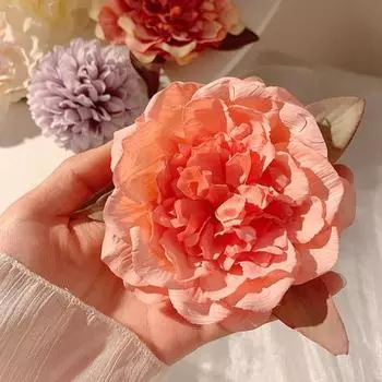 Праздничный стиль, градиентная заколка с пионом и розой, искусственный цветок, декоративная заколка для волос, противоскользящая трехмерная заколка с цветком, аксессуары для волос белый