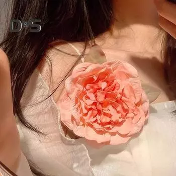 Праздничный стиль, градиентная заколка с пионом и розой, искусственный цветок, декоративная заколка для волос, противоскользящая трехмерная заколка с цветком, аксессуары для волос белый