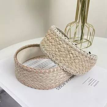 Праздничный стиль широкополая соломенная повязка на голову плетеная повязка на голову в стиле бохо соломенная повязка на голову для девочек orange-Knotted