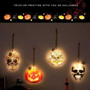 Праздничный светодиодный светильник в виде тыквы на Хэллоуин, декоративный леденящий кровь фонарь в виде черепа демона