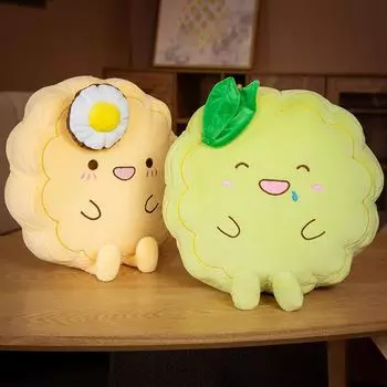 Праздник середины осени Мультяшный круглый лунный пирог Плюшевая подушка Кукла Мягкая красочная спальная подушка Креативный подарок на день рождения Рождество 38cm коричневый