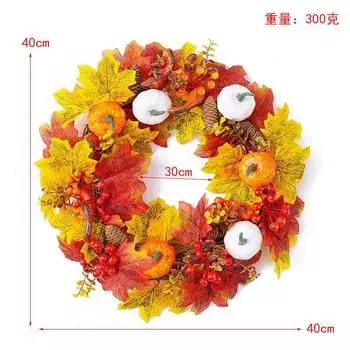 Праздник урожая Кленовый лист Ротанг Хэллоуин Осенний тыквенный венок Дверной подвесной бар Украшения Подставка для венка