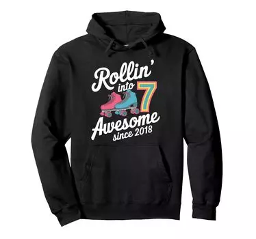 Празднование 7-го дня рождения на роликовых коньках, переходящее в 7 Awesome Hoodie чёрный