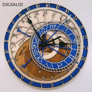 Пражские астрономические часы, креативные настенные часы для гостиной, кварцевые часы, 12 созвездий, большие настенные часы, художественные часы, подарок Diameter 30cm