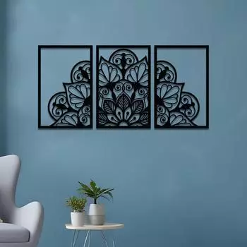 Pre-Laminated Pine Wood Mandala Wall Art | Laser Cut Precision | For Home Dcor | For Gifting (Set of 3)