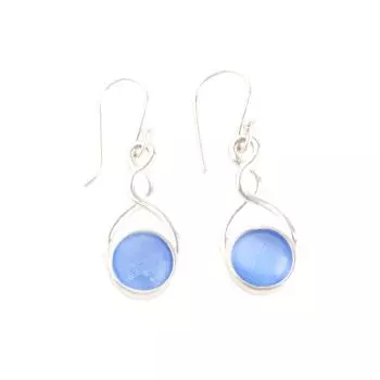 Precious Dark Blue Cat s Eye Gemstone 925 Sterling Silver Women s Earrings 1.68 CE-15-38