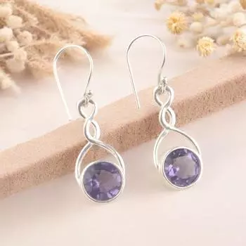 Precious Iolite 925 Sterling Silver Drop & Dangle Earrings For Women s 1.68 CE-15-2
